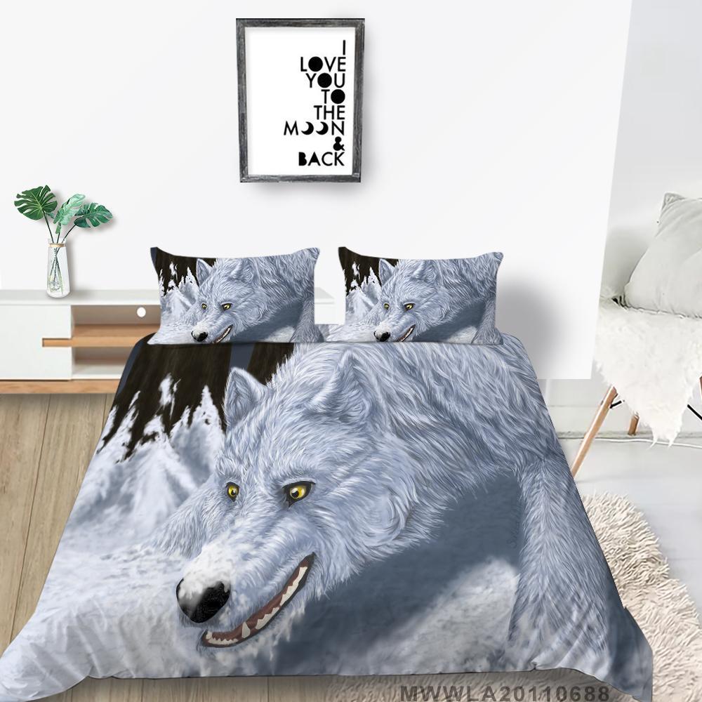 

Домашний текстиль для девочек, детей, женщин, полный комплект королевы, моющийся, 3D, с принтом волка, комплект с наволочкой Single 135x200cm