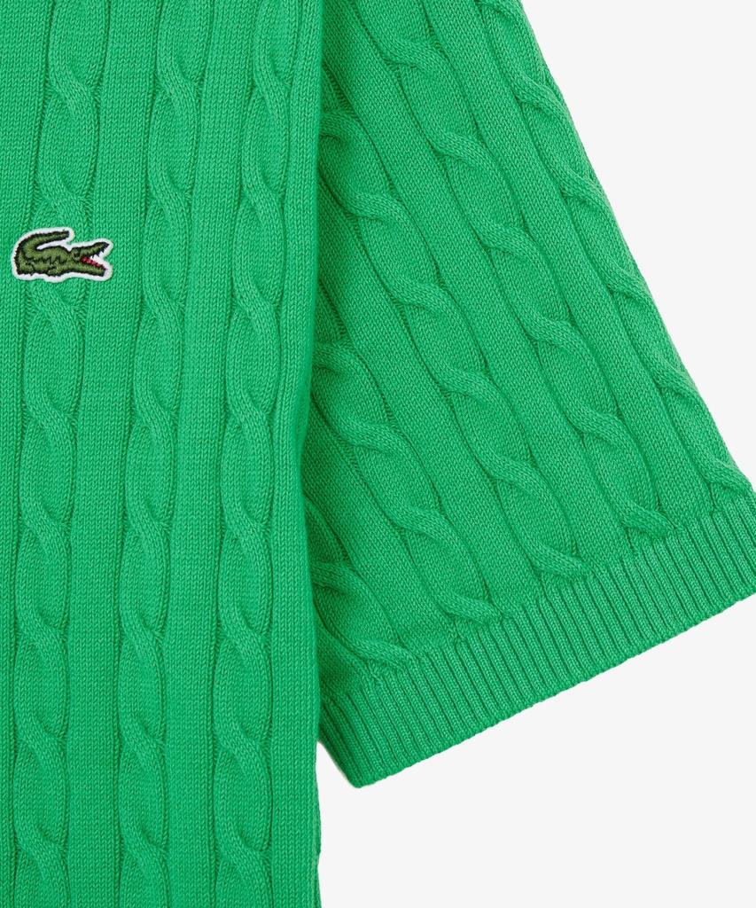 LACOSTE Women'S Cable Short Sleeve Crew Neck Sweater Af590E-56G Npa