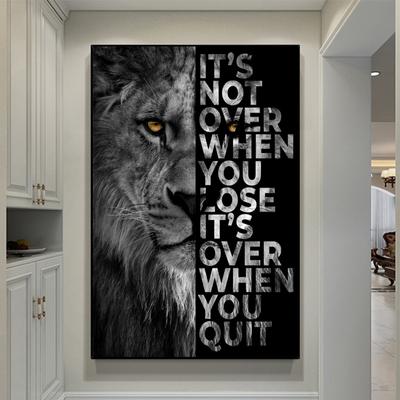 Pintura en lienzo con frase motivacional de letras de león salvaje, carteles impresos, cuadro decorativo artístico de pared para decoración de Cuadros de oficina y hogar
