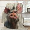Interesting Pig-themed Pattern Flannel Printed Blanket Suitable for All Seasons Suitable for Living Room Office Sofa and Travel