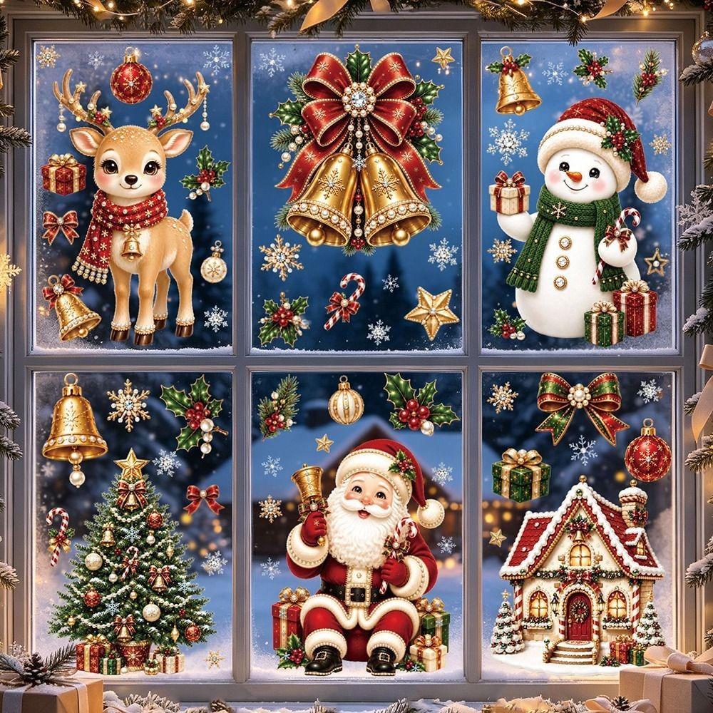 Window Cling Christmas Electrostatic Stickers Multicolor Window Decals  Christmas Decor