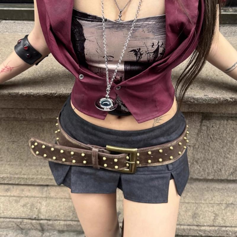 Hip Hop Trend Waist Belt Punk Wide Chain Heavy Duty Grunge Chain Modern Waistband Waist Chain Studded Belt