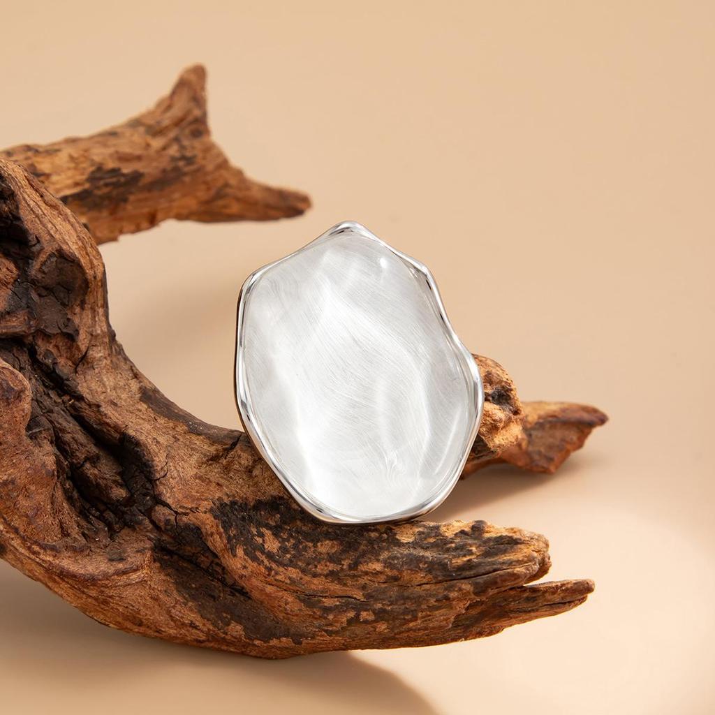 Retro Blue Water Ripple Resin Women's Ring Exaggerated Fashion Geometric Alloy Ring Jewelry Accessories Gift