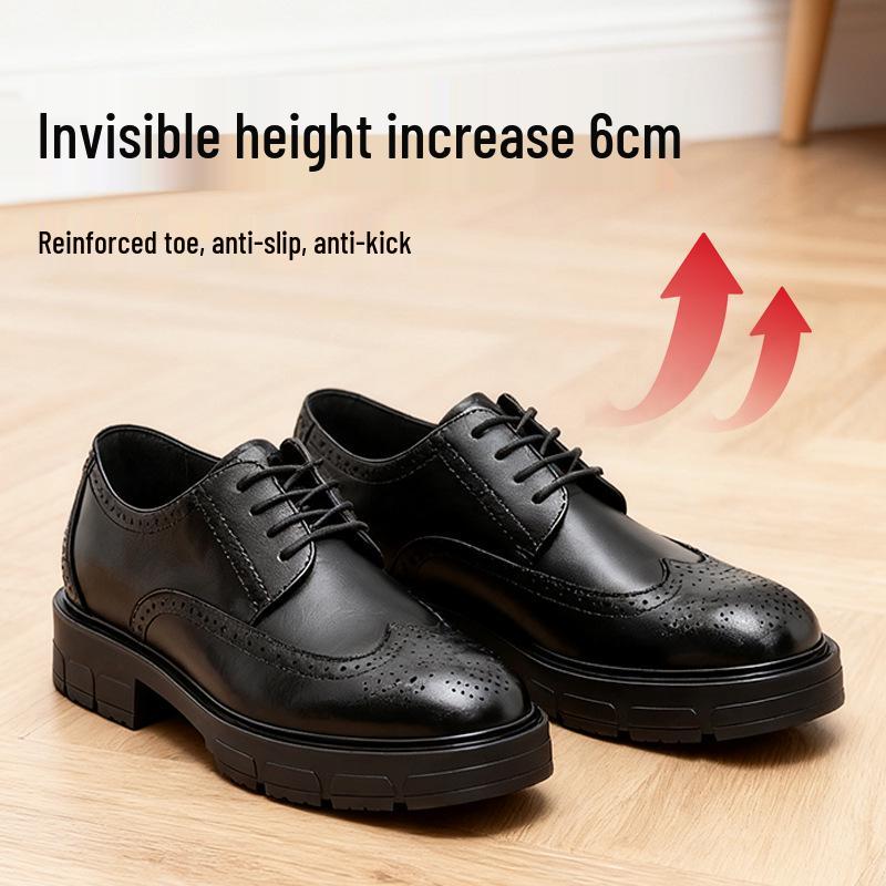 

Мужские дышащие кожаные туфли, увеличивающие рост - Универсальные, удобные, для формального и повседневного стиля 39 чёрный