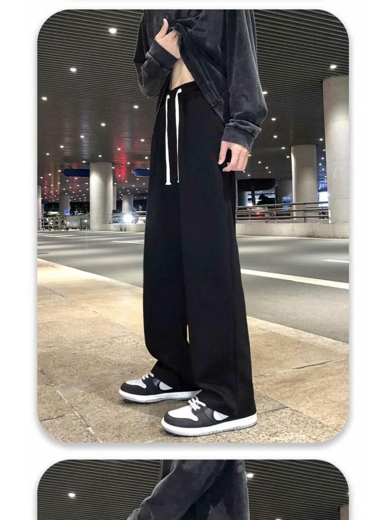 Men's Plus Size Corduroy Wide-Leg Pants, Loose Fit, Casual Streetwear for Spring & Autumn