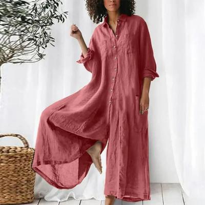 Women Jumpsuit Oversized Vintage Button Jumpsuit Summer Women Casual Beach Playsuit Wide Legs Pants Loose Romper