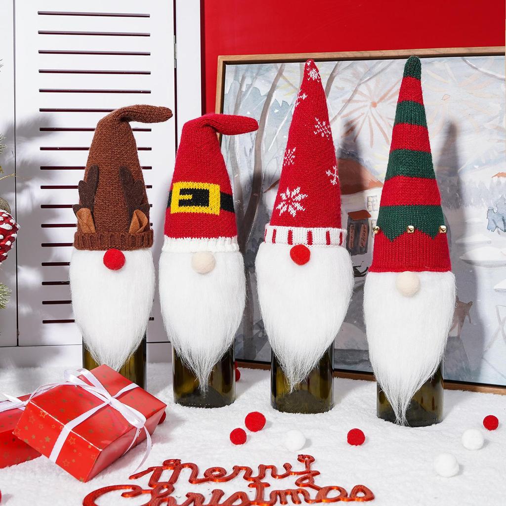 Christmas Rudolph Faceless Doll Wine Bottle Set - Festive Desktop Decoration