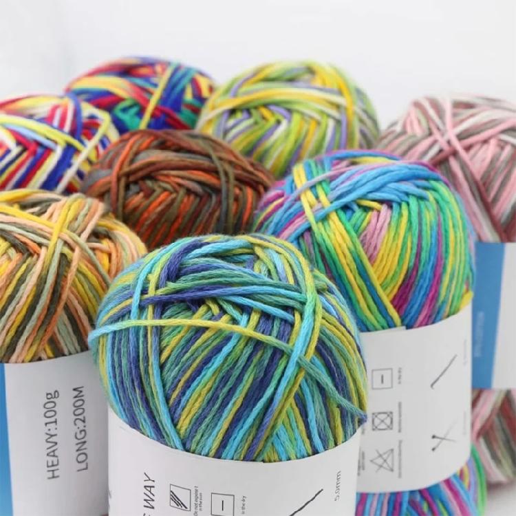 Mixed Color Cotton Yarn Handmade Hat Crochet Thread Supplies Knitting Yarns