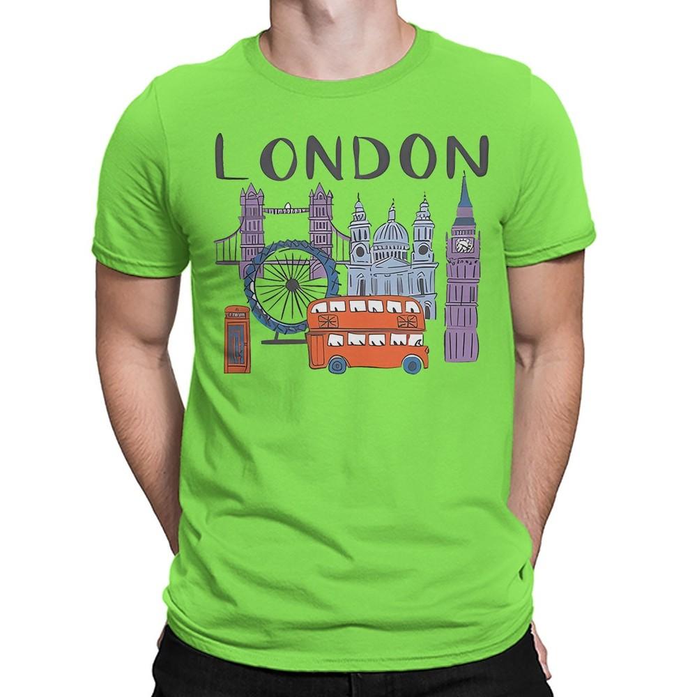 London Landmarks TShirt Famous British Icons Souvenir Cartoon Bus Tower T4901