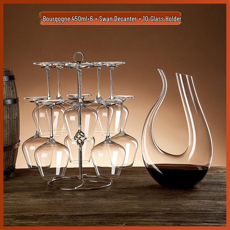 Luxury Crystal Burgundy Red Wine Glass and Decanter Set