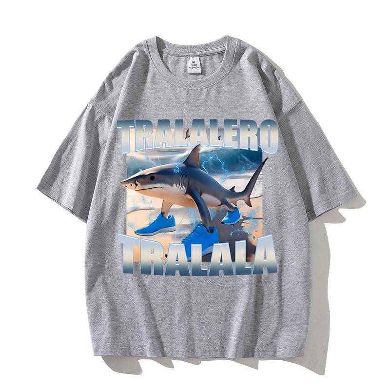 Tralalero Tralala Bootleg Brainrot Italian Brainrot Meme T-Shirt Funny Shark Graphic High Quality Cotton Short Sleeve T Shirt