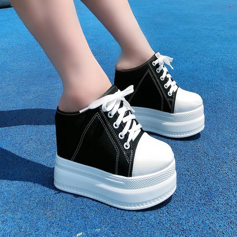 Fashion Women's slippers Thick-soled sponge cake summer wear fashion 2024 new wedge heel flip flops, high heel inside high slippers 13CM