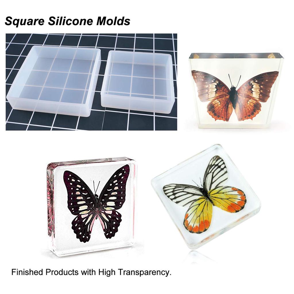 Casting Molds Silicone Square Rectangle Ball Molds 9Pcs Sizes