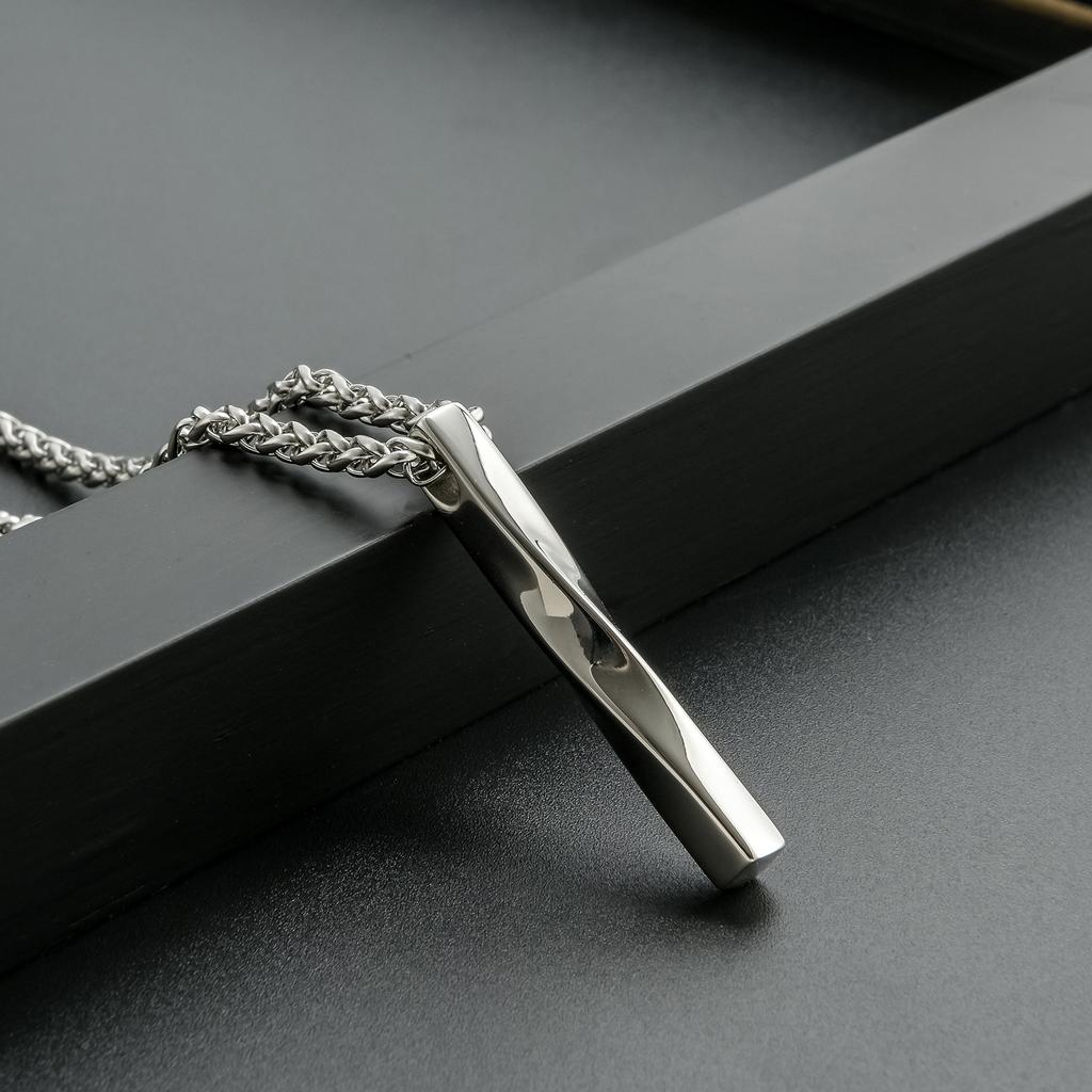 Accessories, Simple Stainless Steel Cylindrical Twisted Pendant Men, Titanium Steel Men's Necklace