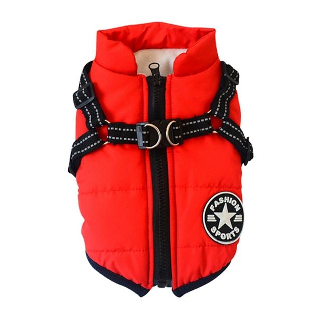 Pet Dog Winter Vest Coat For Small Medium Dogs Puppy Warm Down Jacket Sleeveless Padded Vest With Harness Chest Strap