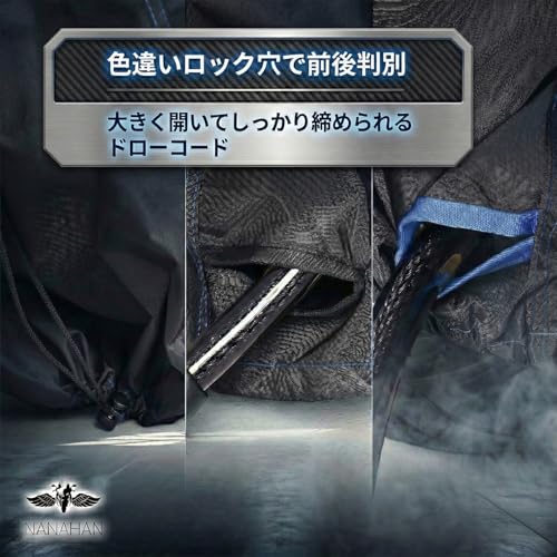 NANAHAN Motorradabdeckung, 300D Dick, Ausgestattet mit Sturm-Schutzgurt, Wasserdicht, Wasserabweisend, Winddicht und Diebstahlsicherungsloch-kompatibel, Passend für 50c