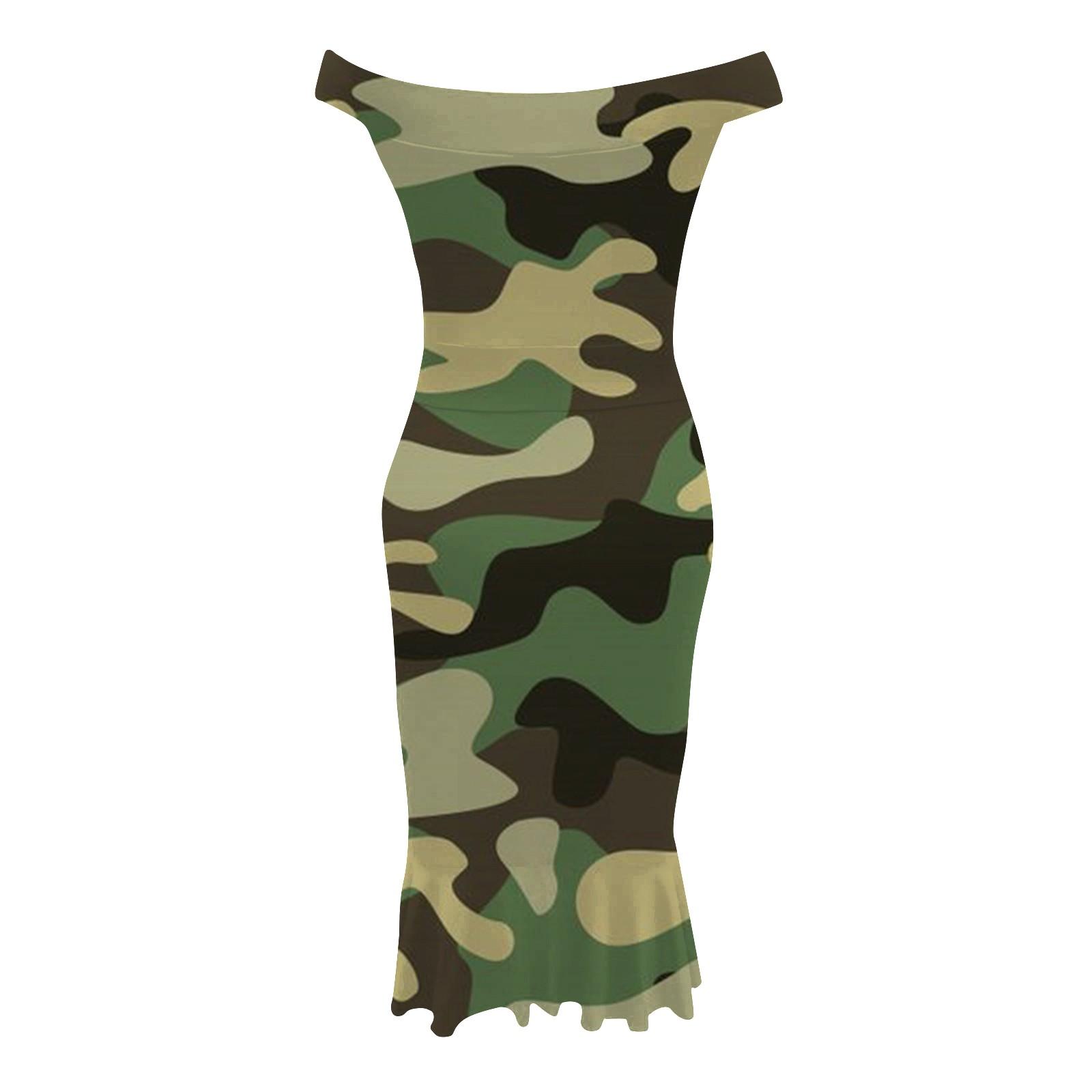 Женское сексуальное свободное простое платье миди с открытыми плечами и открытой спиной — фото 5