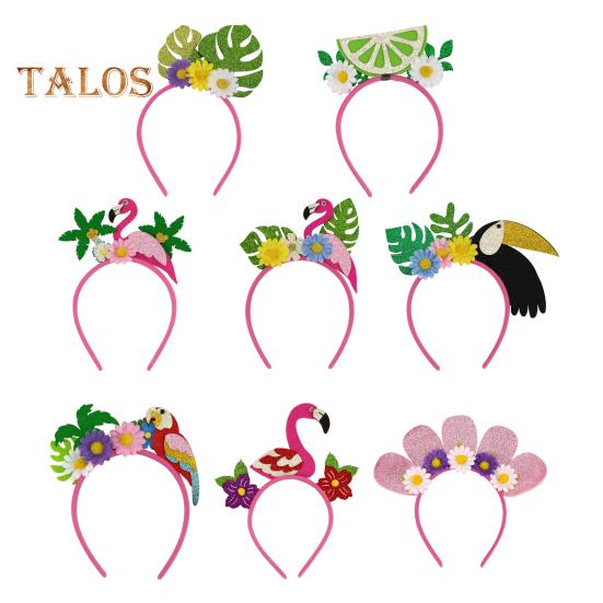 Summer Hawaiian Luau Headbands Palm Tree Flamingo Felt Beach Party Hair Accessory for Tropical Theme Party Supplies
