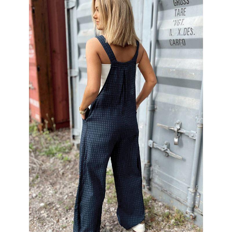 American Shiying Trendy Printed Checks Jumpsuit Women 2025 Summer New Arrival Wide-Leg Suspender Jumpsuit Women