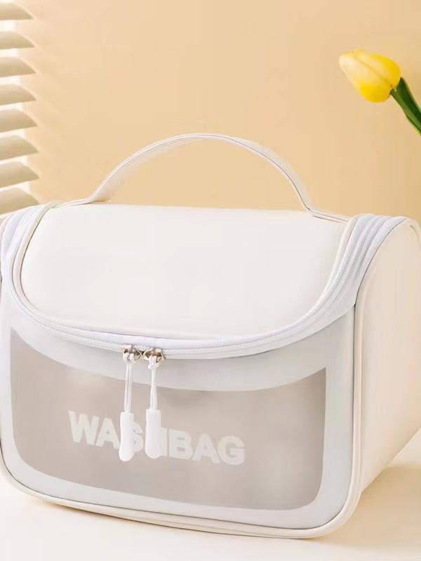 Large Capacity Frosted PVC Cosmetic Bag with Flip Cover