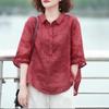 Women's Summer Silk Linen Lapel T-Shirt: Short Sleeve, Cool, Fashionable, Thin Pullover