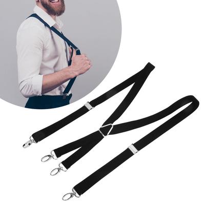Mens Suspenders   Stretchable 2.5x110cm/1.0x43.3in Comfortable Fit 4 Metal Buckles Pants Suspenders for Adult