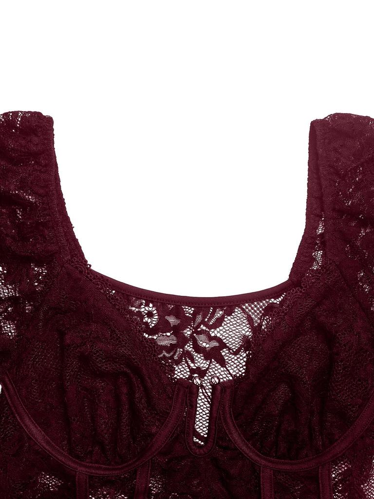 2026 European & American V-Neck Lace Sexy Bodysuit for Women