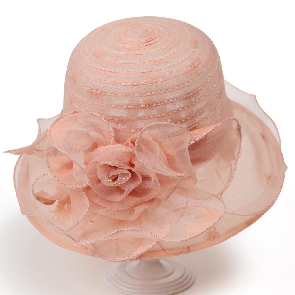 New organza sun hat children spring and summer versatile elegant retro flower bucket hat sun protection breathable cool hat