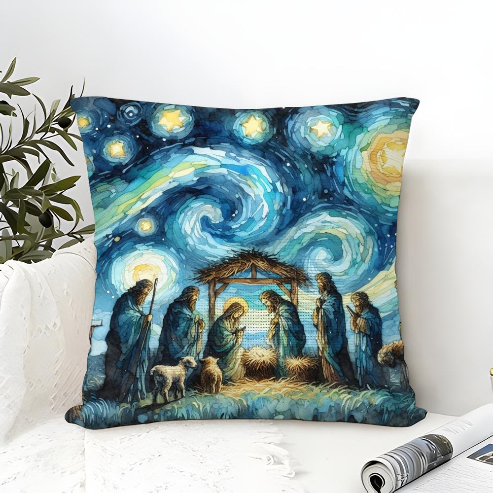 Classical Mural Patterns And Religious Prints Pillow Case Linen Pillow Case Sofa Home Decor Cushion Cover Cushion Cove