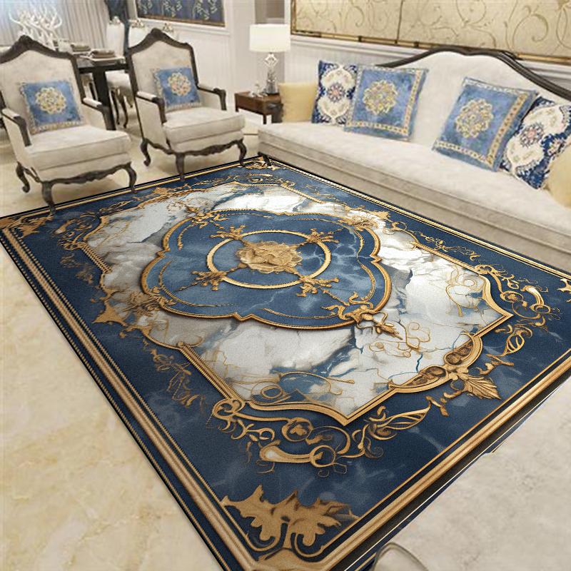 European Luxury Carpet for Living Room Decoration Home Sofa Coffee Table Rugs Non-slip Bedroom Bedside Lounge Floor Mat Washable