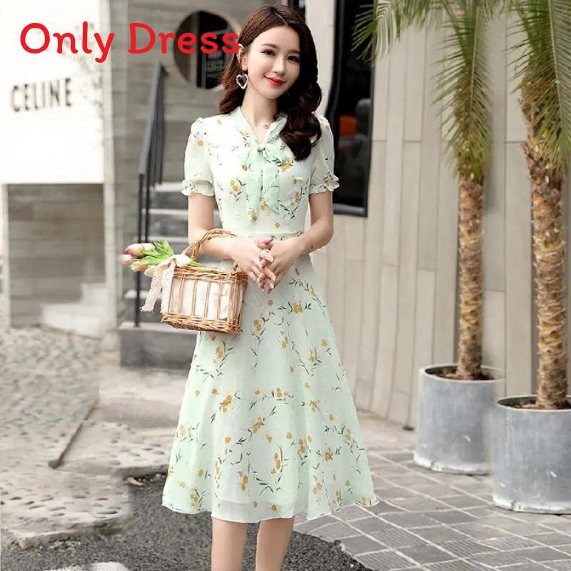 Fairy Summer Floral Print High Waist A Line Dress For Women