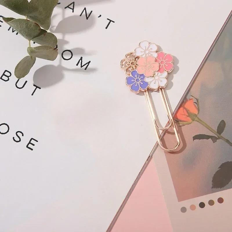1 Exquisite Pink Cherry Blossom Bookmark Paper Clip and Book Holder Student Bookmark Learning Stationery