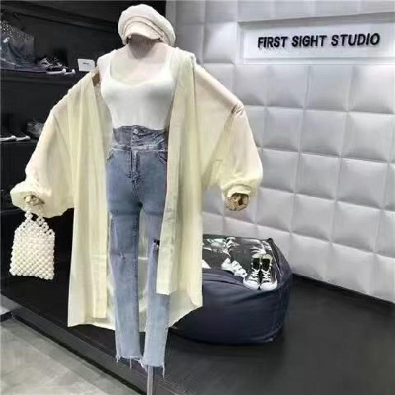 

Summer Uv-protection Wear Women Korean Loose Jacket Basics Chiffon Sun Protection Shirt Double Collar Design Lantern Sleeve Cardigan XXXL абрикосовий
