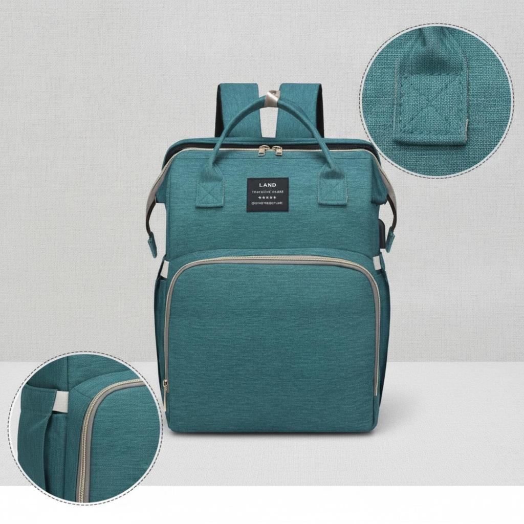 Waterproof Diaper Backpack with Baby Bed Convertible Bag Changing
