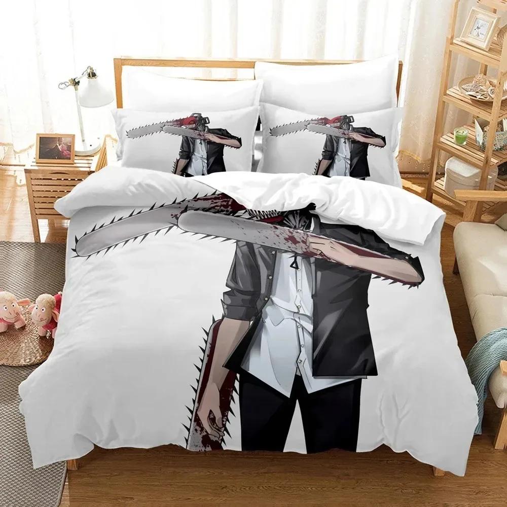 3D Print Anime Chainsaw Man Bedding Set Double Twin King Duvet Cover Comforter Pillowcase Boys Girls Adults Bedroom