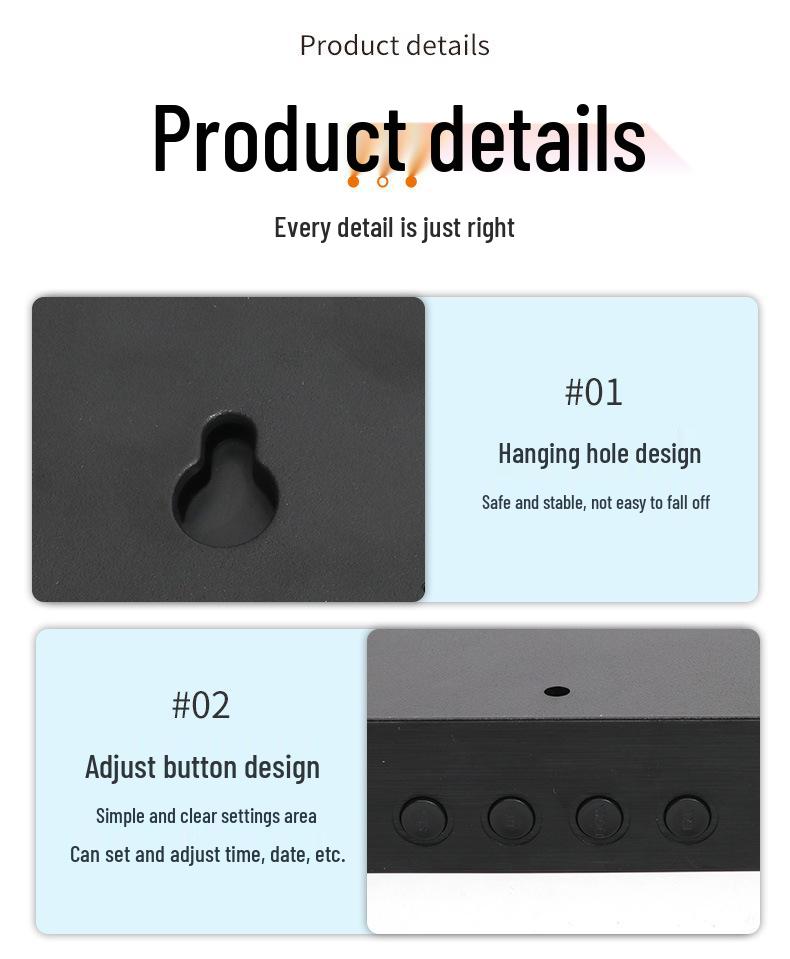 Large Wall-Mounted Digital LED English Calendar Clock with Temperature Display