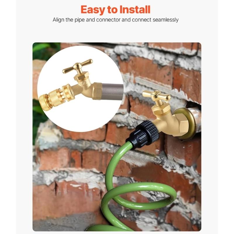 Rubinetto da Esterno Robusto Adattatore in Ottone Filettato 1/2" X 3/4" con Maniglia per Irrigazione da Giardino Idraulica
