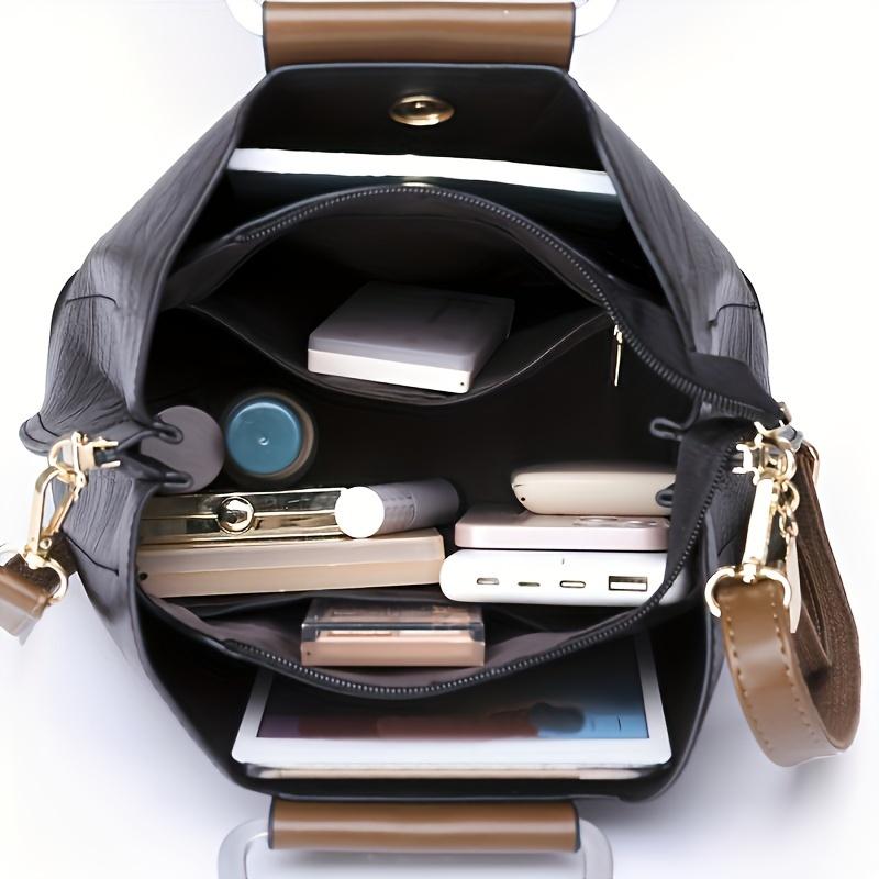 Fashionable Women's Leather Large Capacity Handbag Solid Color Single Shoulder Crossbody Bag Suitable for Commuting and Banquets