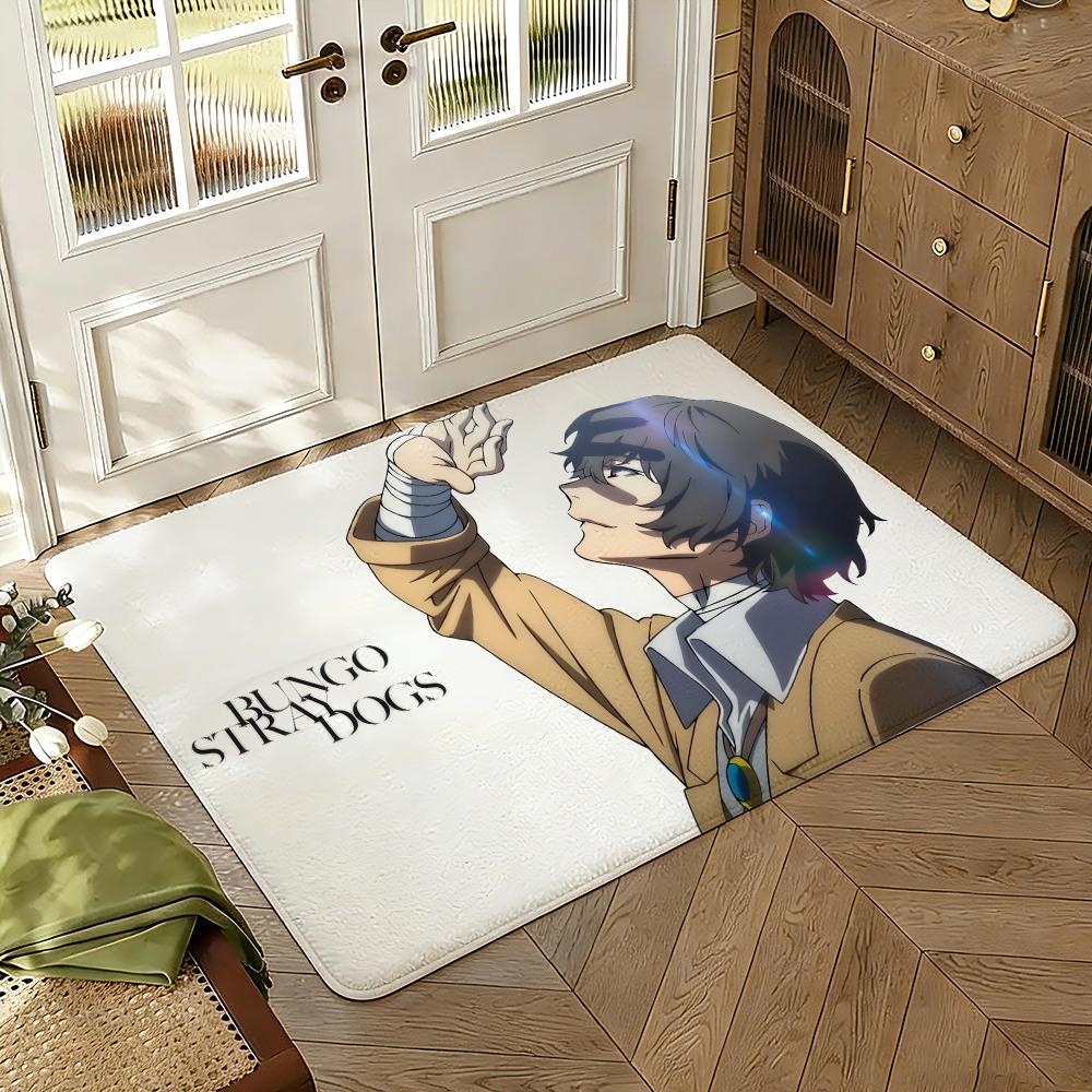 Bungo Stray Dogs Anime Floor Mat Soft Thickened Absorbent Non-Slip Bedroom Living Room Door Mat Home Decor Flannel Rugs