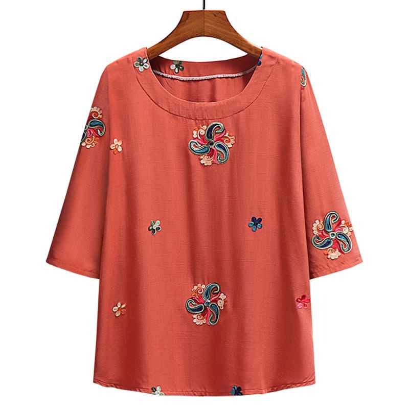 Stylish Summer Seven-Sleeve Top Set for Middle-Aged and Older Women