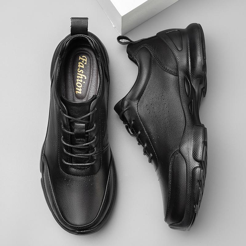 Brand Men's Leather Casual Shoes Classic Black Oxford Shoes High-quality Men's Workwear Shoes Thick Sole Versatile