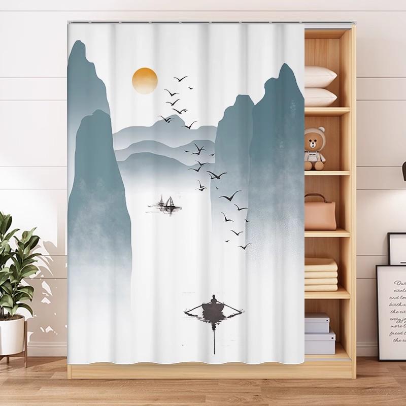 Cabinet Cover Curtain Non Perforated Door Curtain Wardrobe Cover Cloth Bookshelf Shoe Rack Debris Cover Dust-proof Cloth Curtain