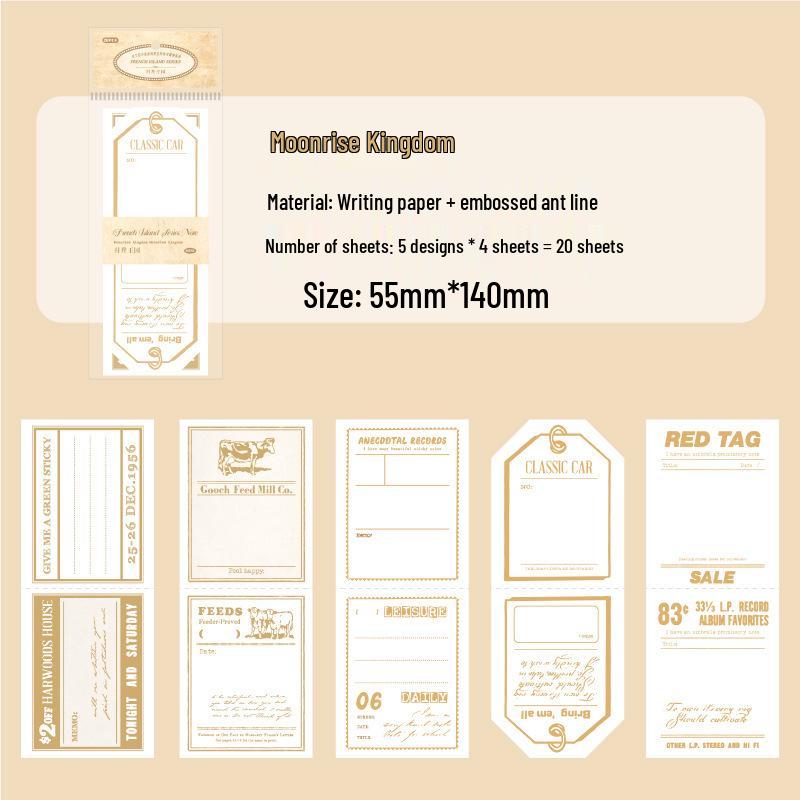 Retro Symmetrical Tear-off Sticky Notes - French Island Series Long Base Paper