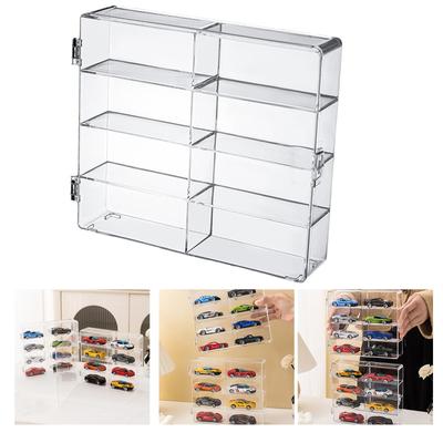 Clear Acrylic Display Case 8 Compartments Storage Box for Model Cars and Figures Transparent Acrylic Toy Car