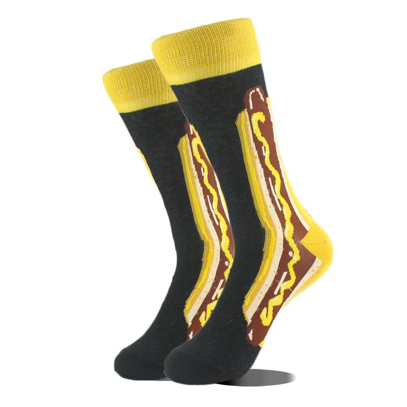 Cool Hip Hop Crew Socks Men Funny Animal Squirrel Shark Dinosaur Boxing Dog Fortune Cat Sokken Harajuku Divertidos Chaussette