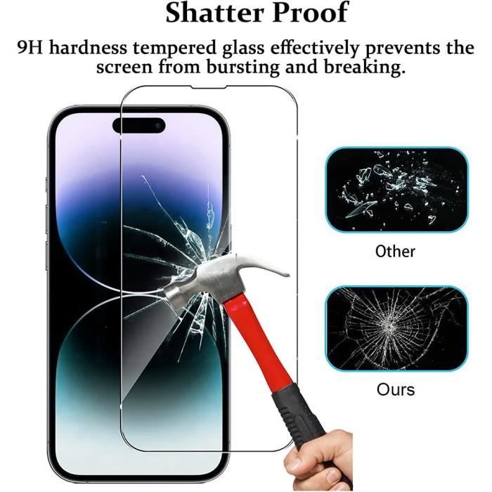 Pack-3 Verre Trempé pour iPhone 14 Pro Max (6,7") Protection d'écran 9H Antichoc