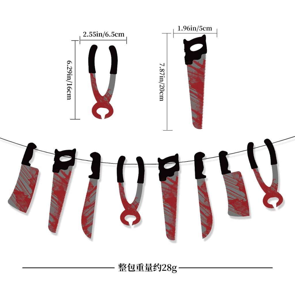 250,000 Holy Day Party Decoration Horror Blood Theme Birthday Flag Blood Knife Latte Power Strip Set