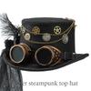 Gothic Lace Veil Tall Hat With Goggles and Metal Chain Gear Design Soft Wool Top Hat For Renaissances Fairs and Concerts