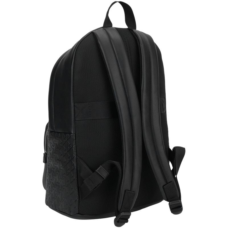 Calvin Klein Monogram Pattern Large Capacity Fabric Backpack Men Backpacks Space-Black 4D3202G-UB1