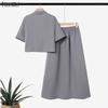 ZANZEA Women Short Sleeve Blouse and Long Skirts Summer Two Piece Suit Sets